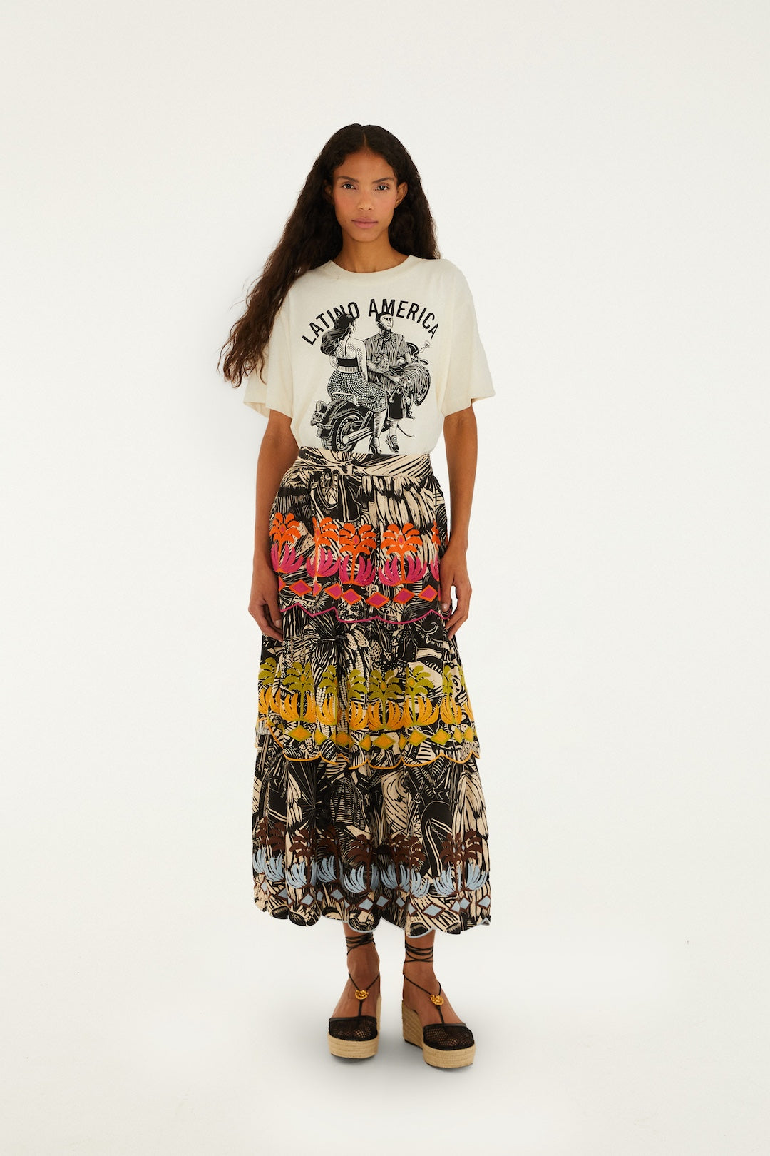 Black Ruta Layered Lenzing Ecovero Euroflax Maxi Skirt