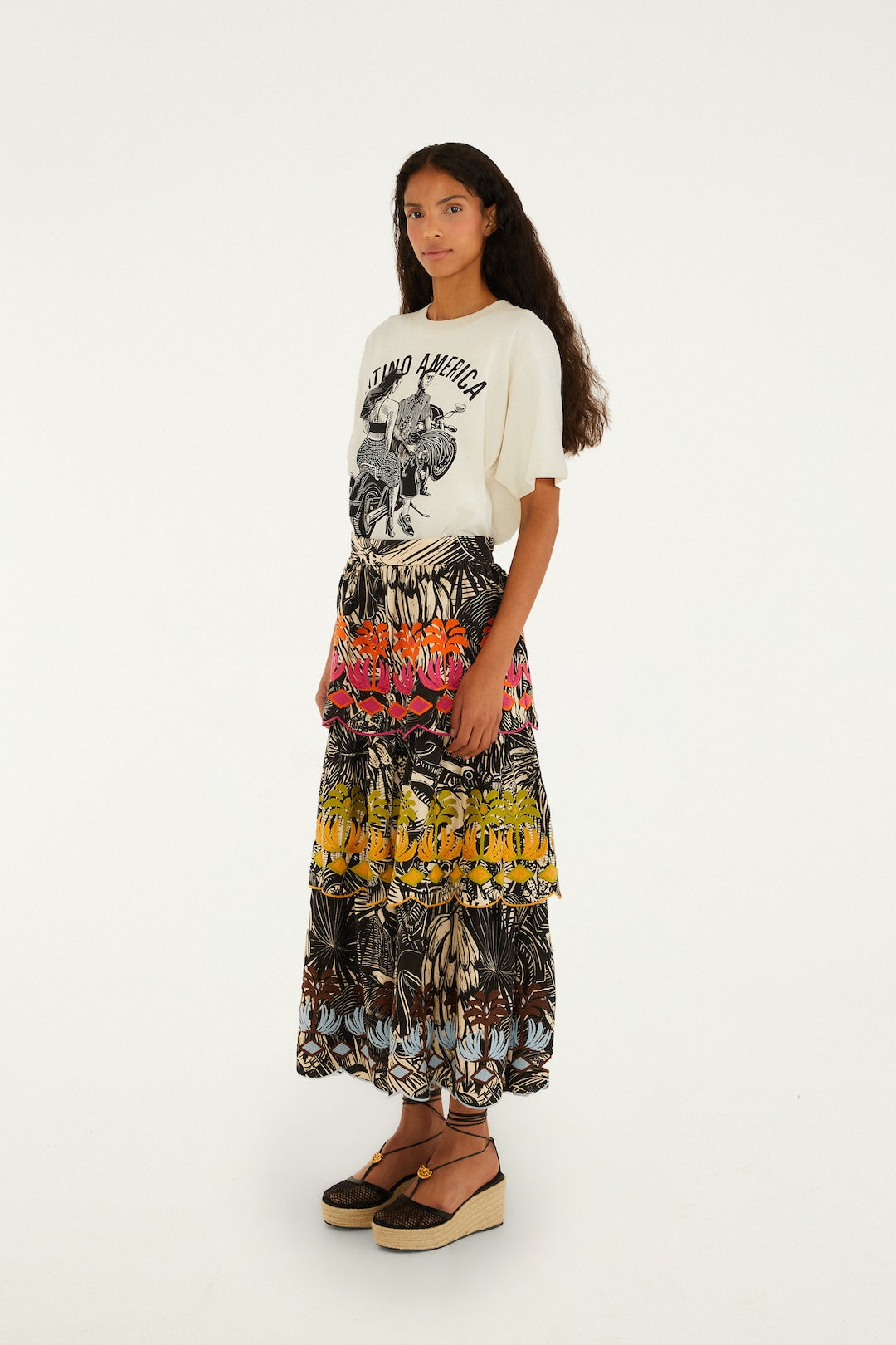 Black Ruta Layered Lenzing Ecovero Euroflax Maxi Skirt