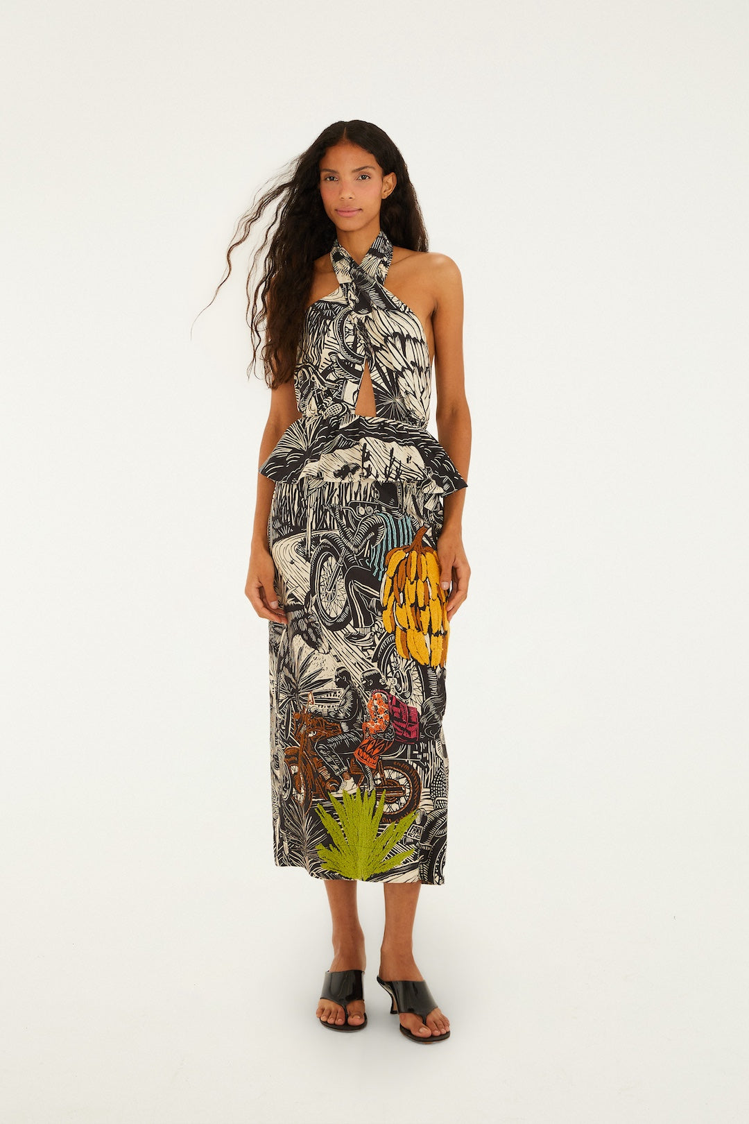 Ruta Beige Embroidered Lenzing Ecovero Euroflax Maxi Dress