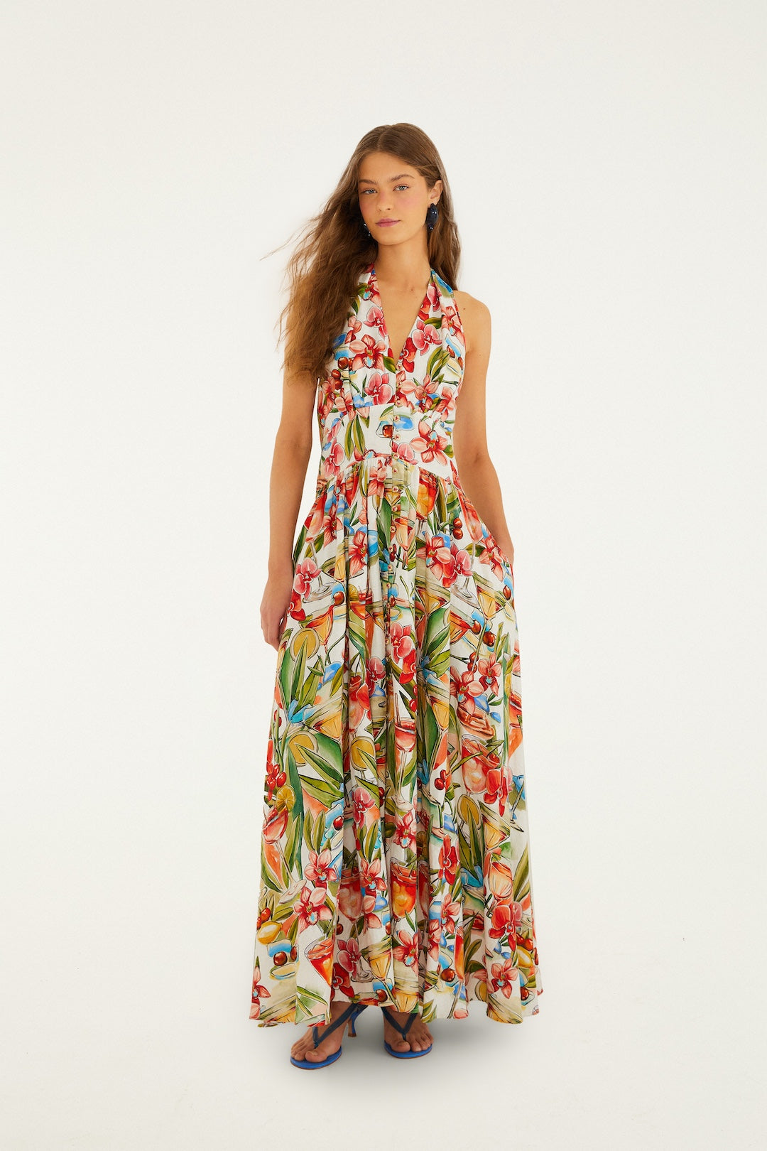 Off-White Cocktail Lenzing Ecovero Euroflax Maxi Dress