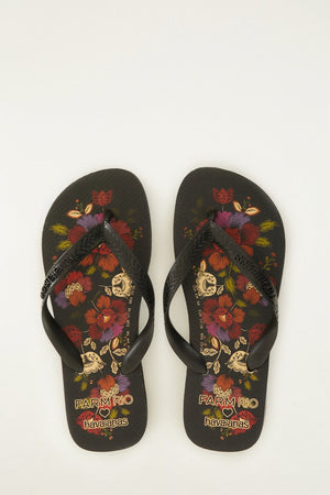 Black Rococo Flowers Havaianas