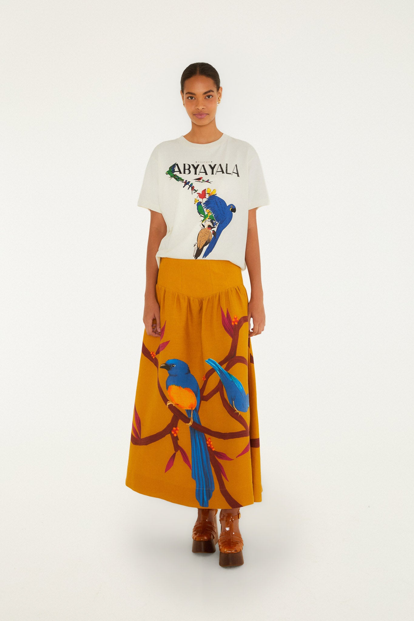 Brown Euroflax Premium Linen Maxi Skirt