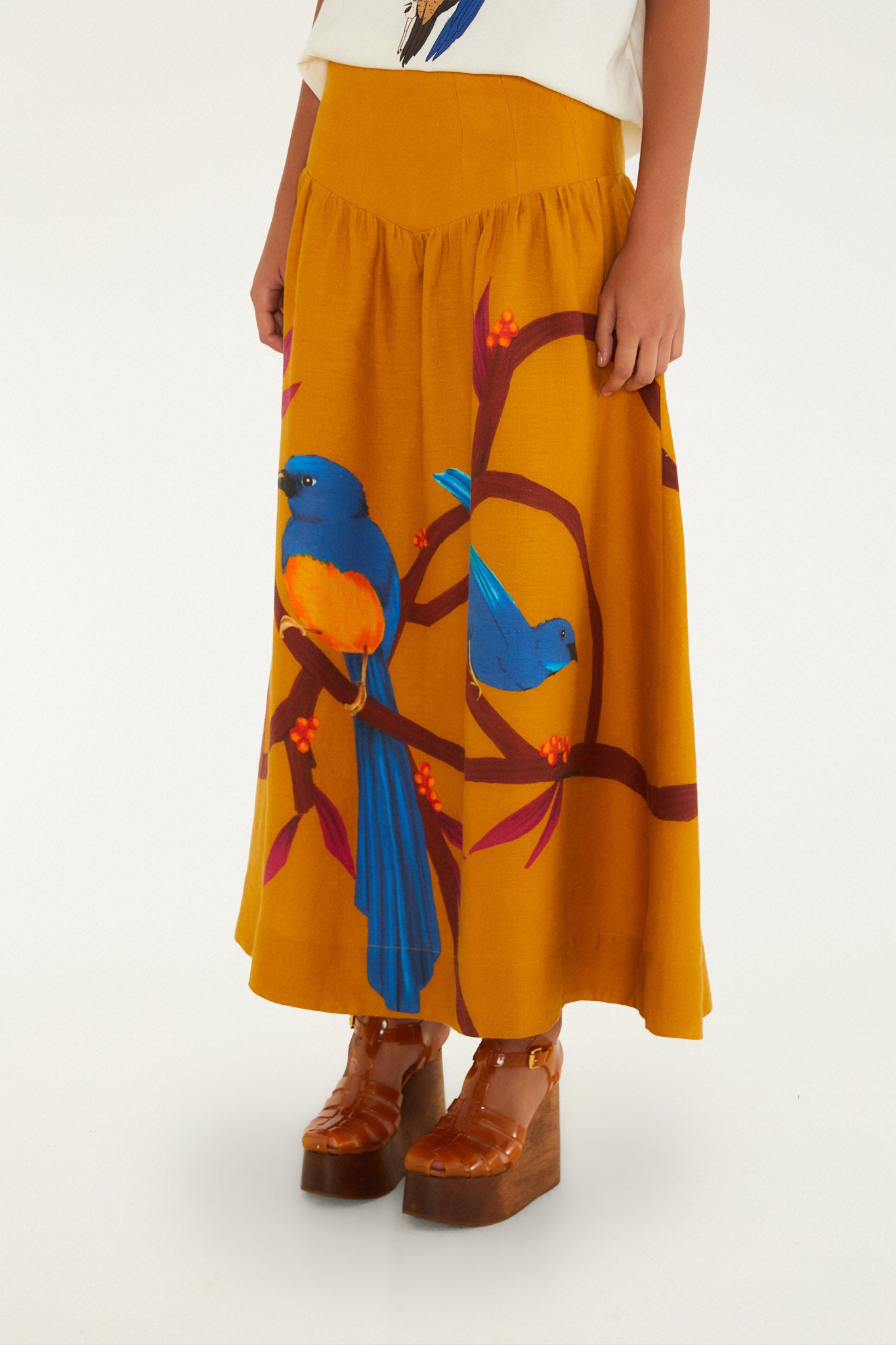 Brown Euroflax Premium Linen Maxi Skirt