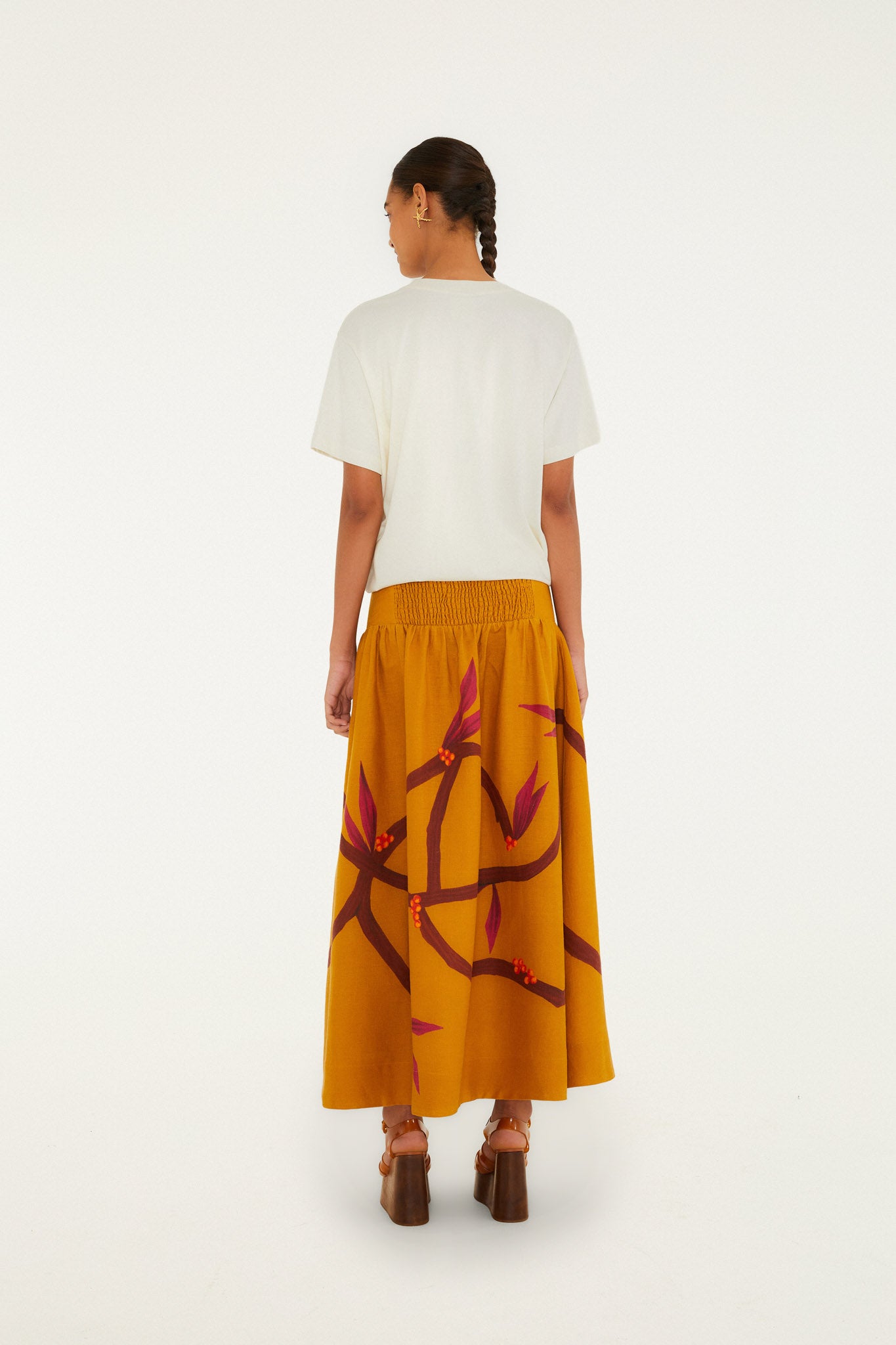 Brown Euroflax Premium Linen Maxi Skirt