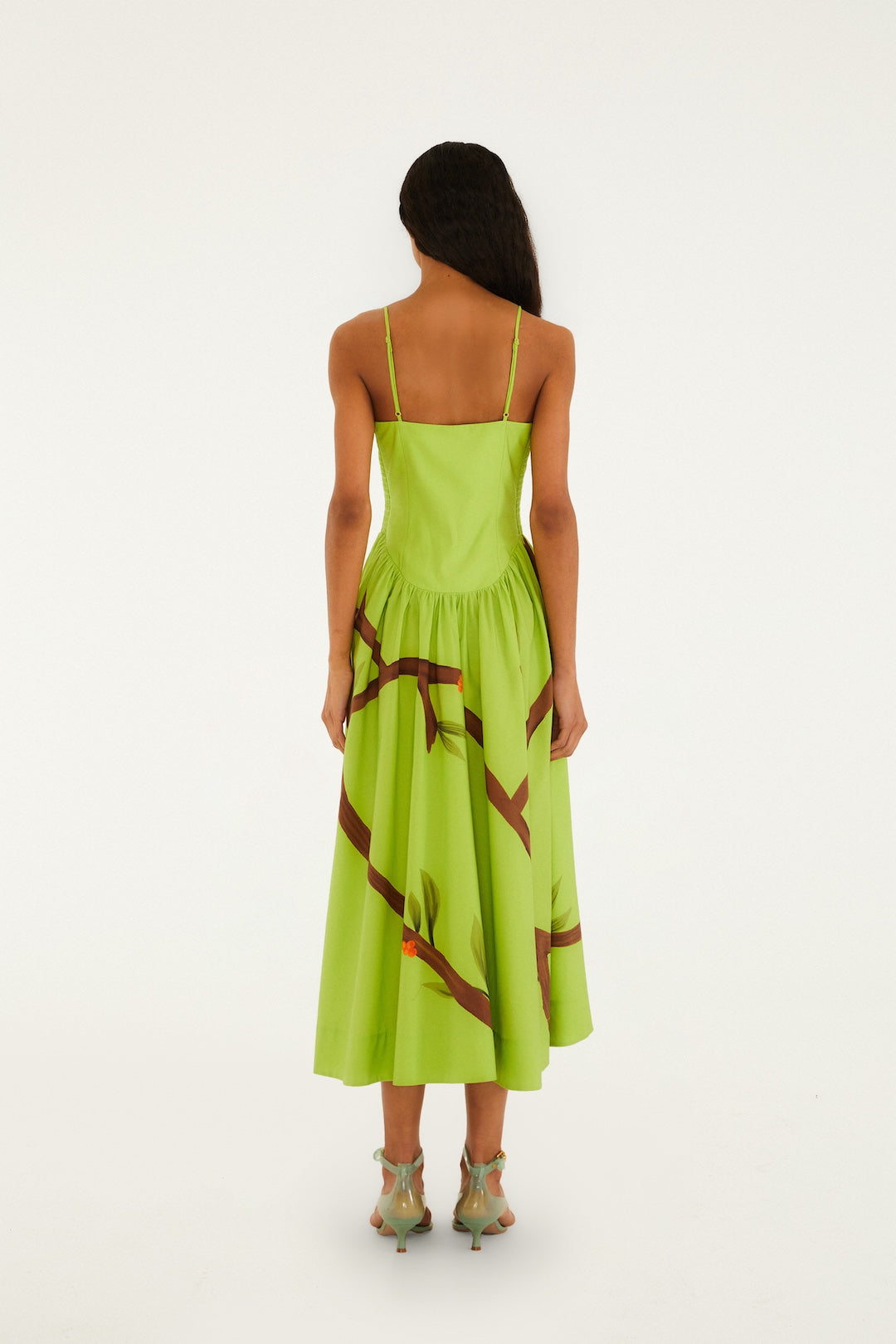 Green Birds Smocked Maxi Dress