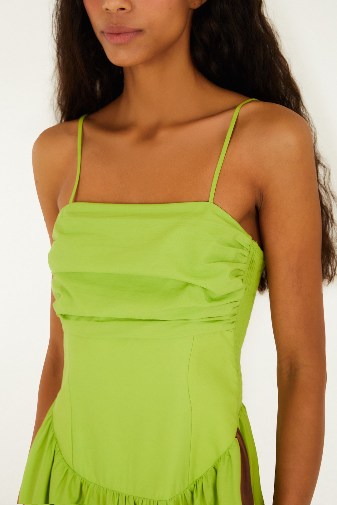 Green Birds Smocked Maxi Dress