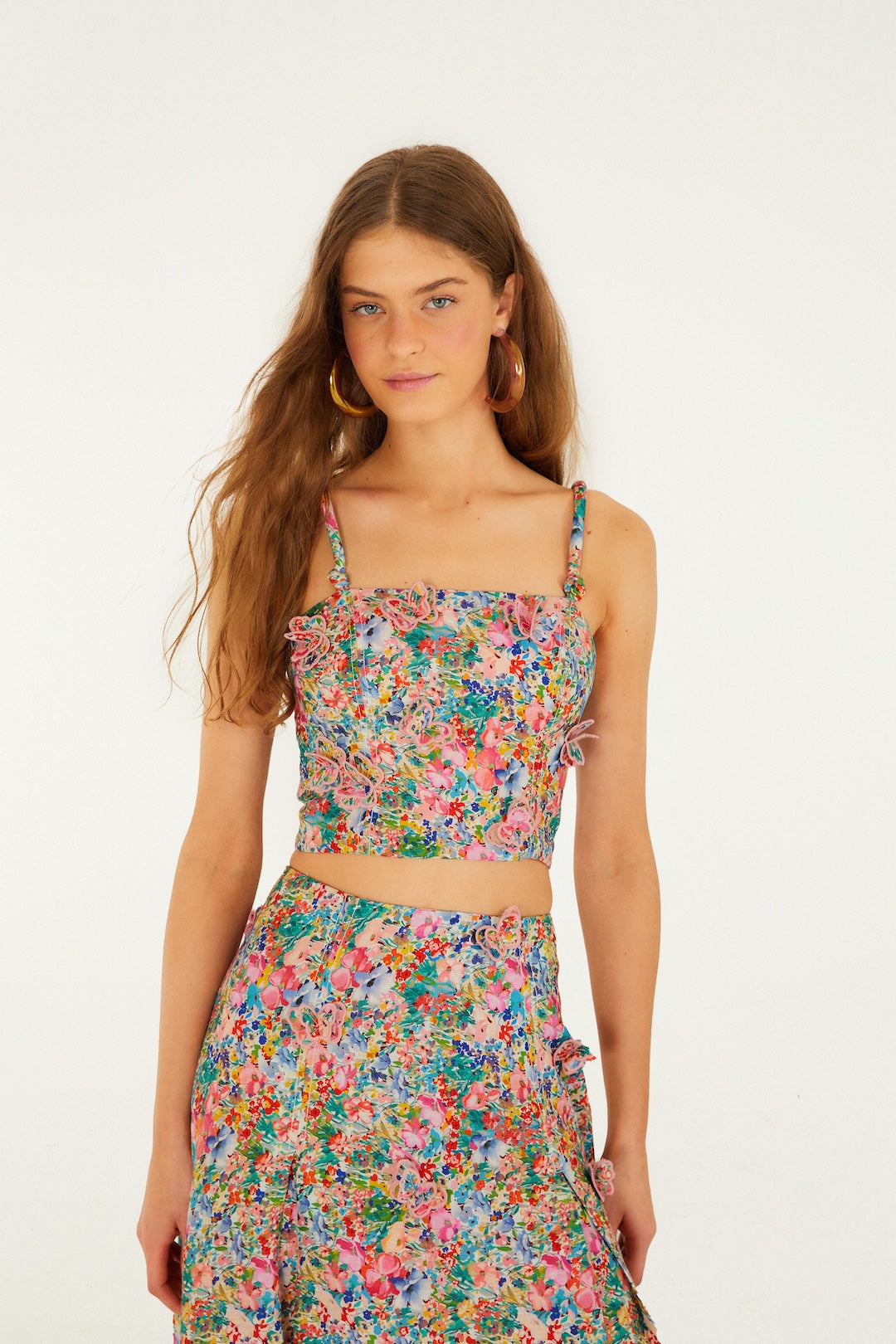 Off-White Peasant Floral Butterflies Euroflax Premium Linen Top