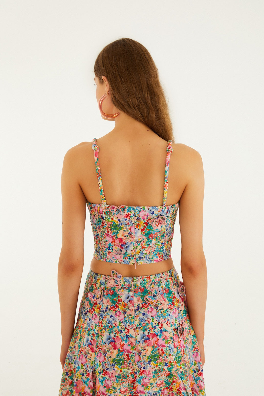 Off-White Peasant Floral Butterflies Euroflax Premium Linen Top