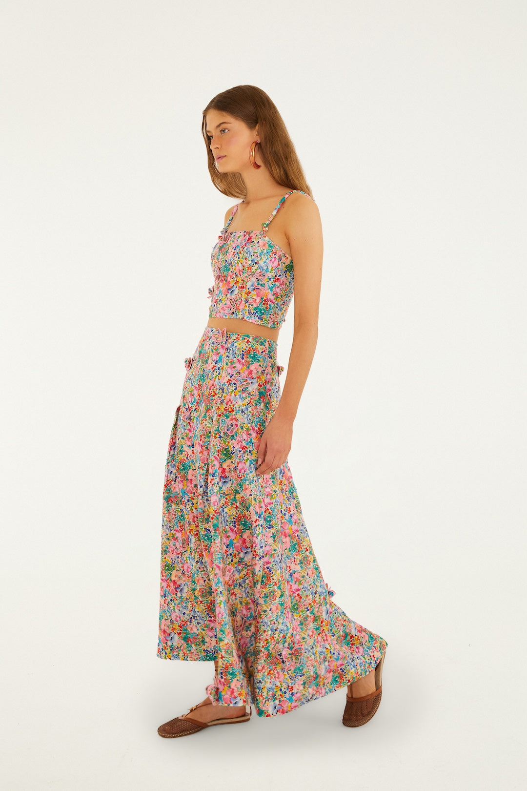 Off-White Peasant Floral Butterflies Euroflax Premium Linen Top