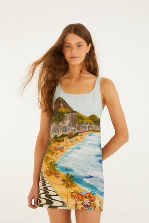 Multicolor Copacabana Beach Euroflax™ Premium Linen Mini Dress
