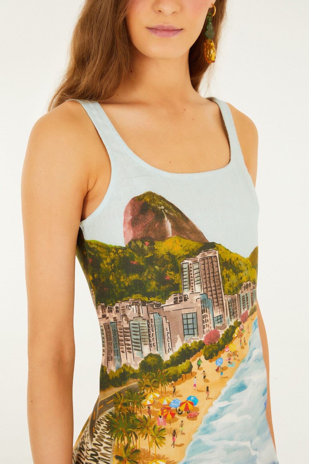 Multicolor Copacabana Beach Euroflax™ Premium Linen Mini Dress