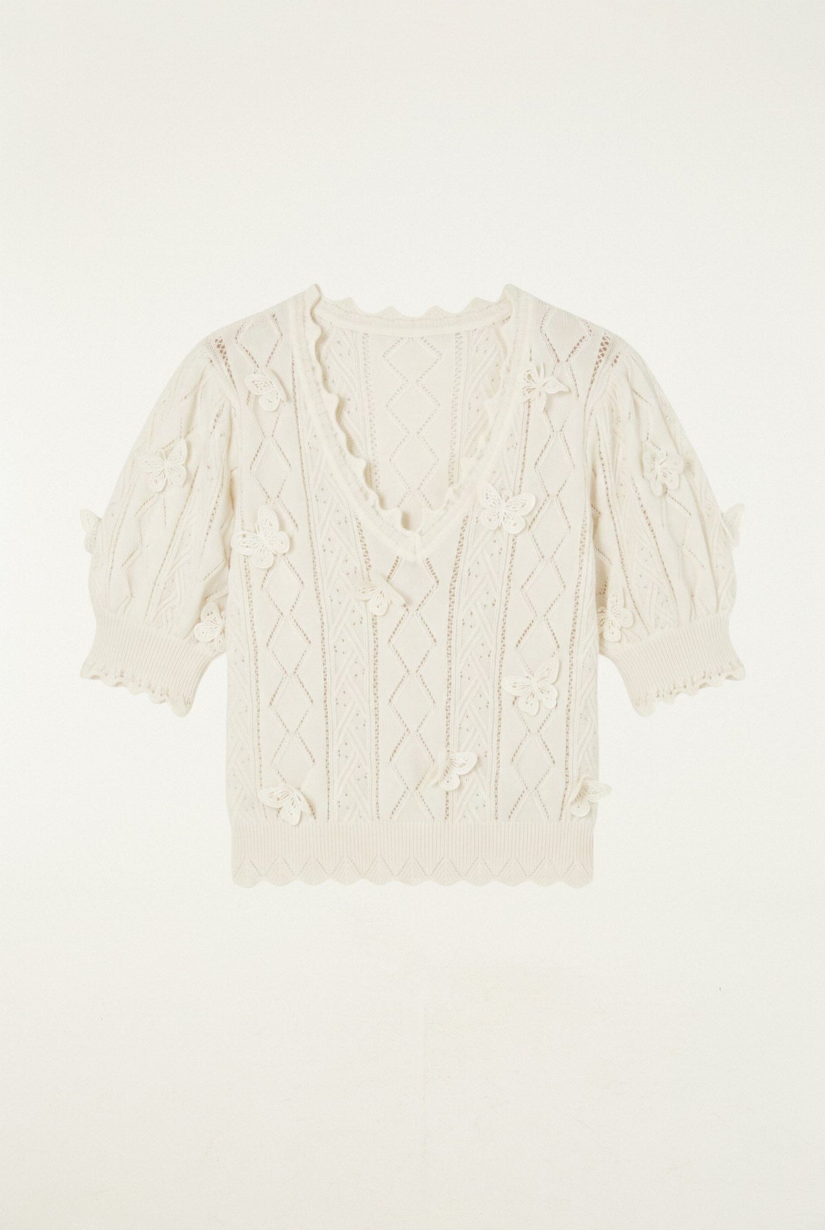 Richilieu 3D Buterflies Artisanal Knit Top