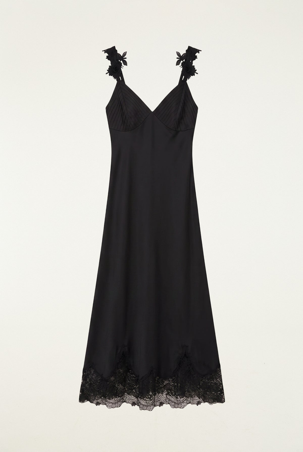 FARM Rio model wearing the Black Maxi Slip Dress