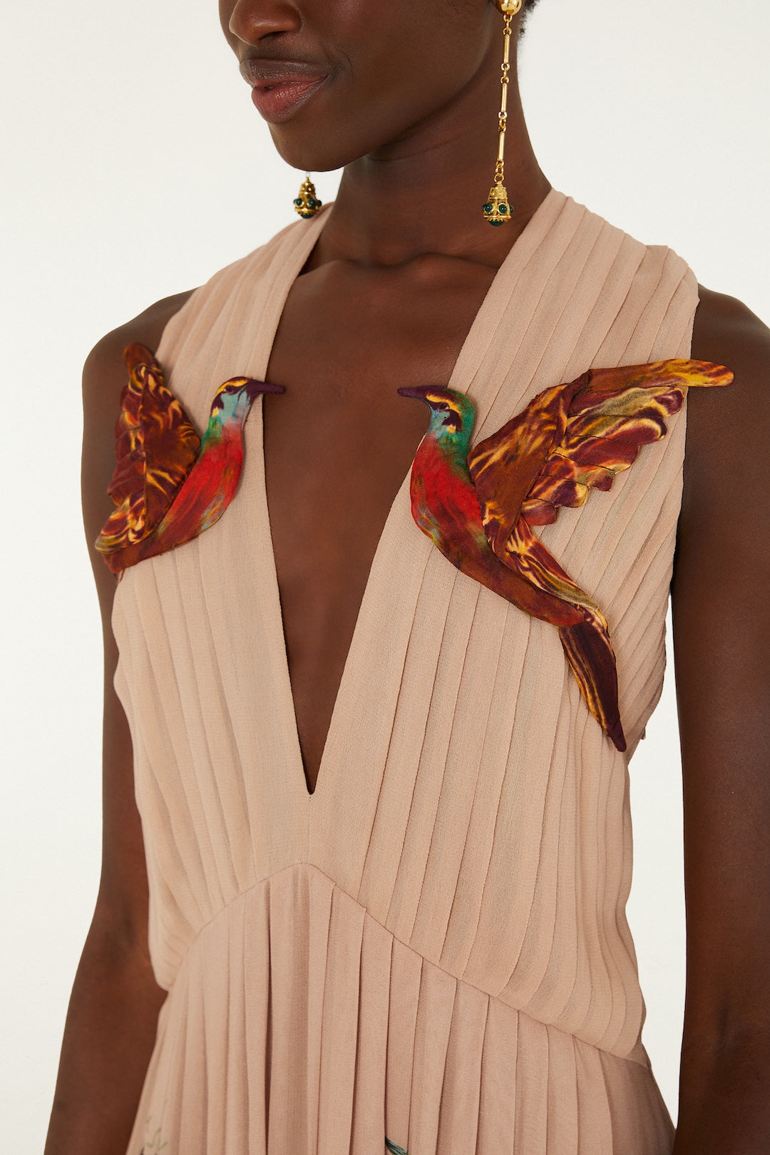 Bird Poetry Pink Hummingbird Sleveless Maxi Dress