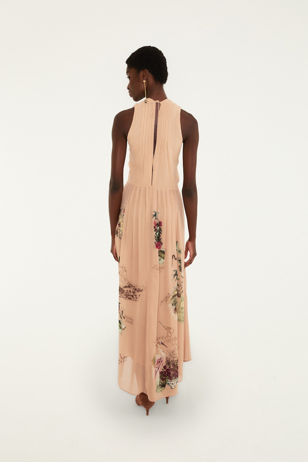 Bird Poetry Pink Hummingbird Sleveless Maxi Dress