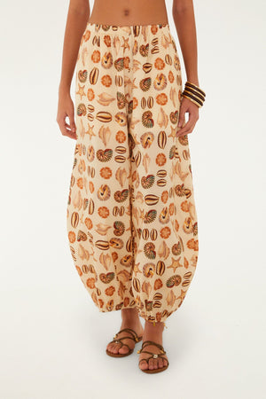 FARM Rio model wearing the Sand Marine Shells Balloon Pants