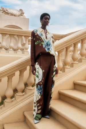 FARM Rio model wearing the Millena Wide-Leg Trousers