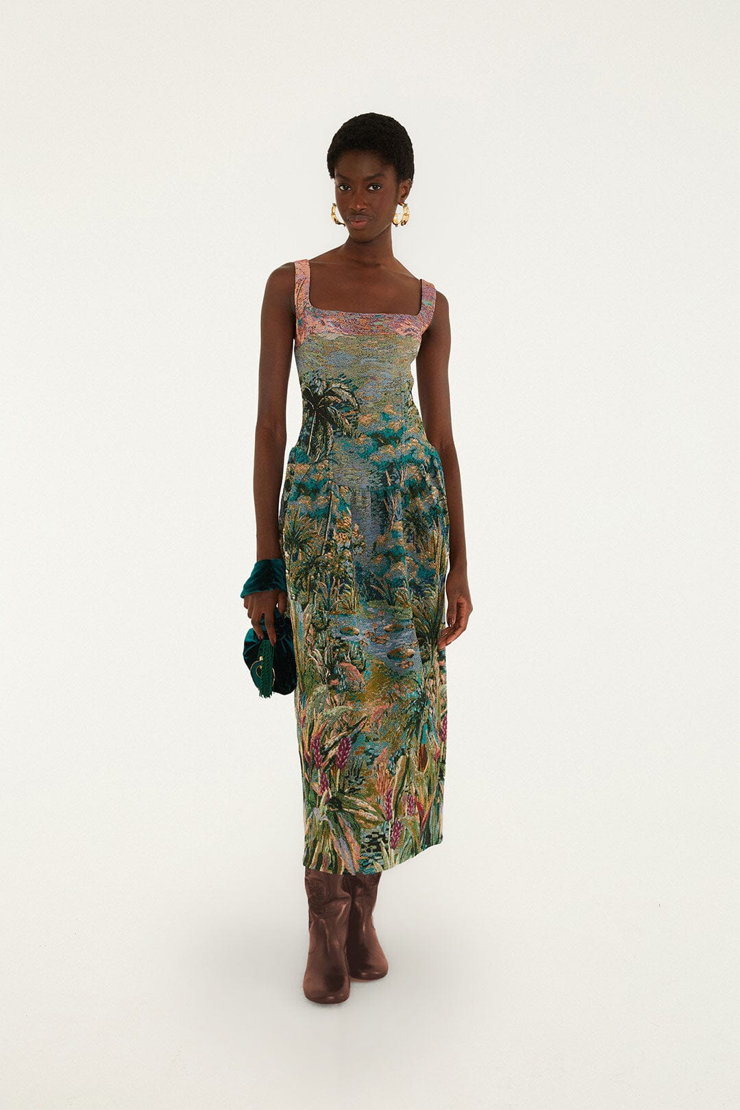 Petricor Jacquard Sleveless Maxi Dress