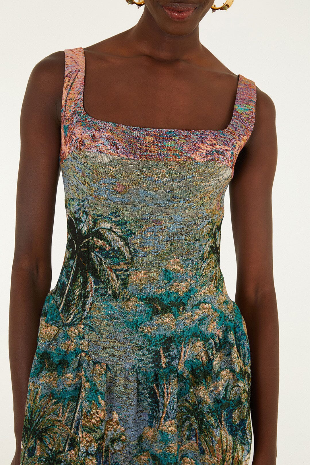 Petricor Jacquard Sleveless Maxi Dress