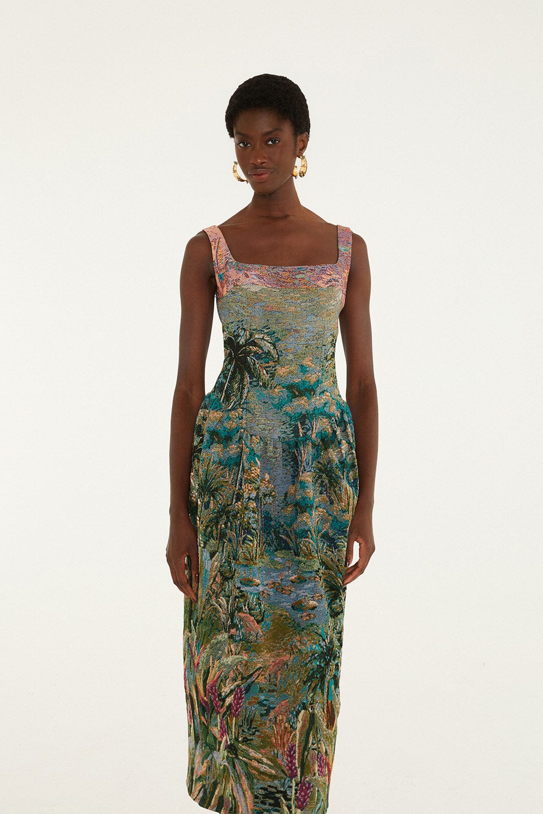 Petricor Jacquard Sleveless Maxi Dress