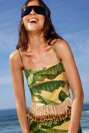 Fruit Leaves Banana Yellow Sleeveless Top