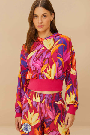 FARM Rio model wearing the Adidas Birds Of Paradise Bold Pink Jacket