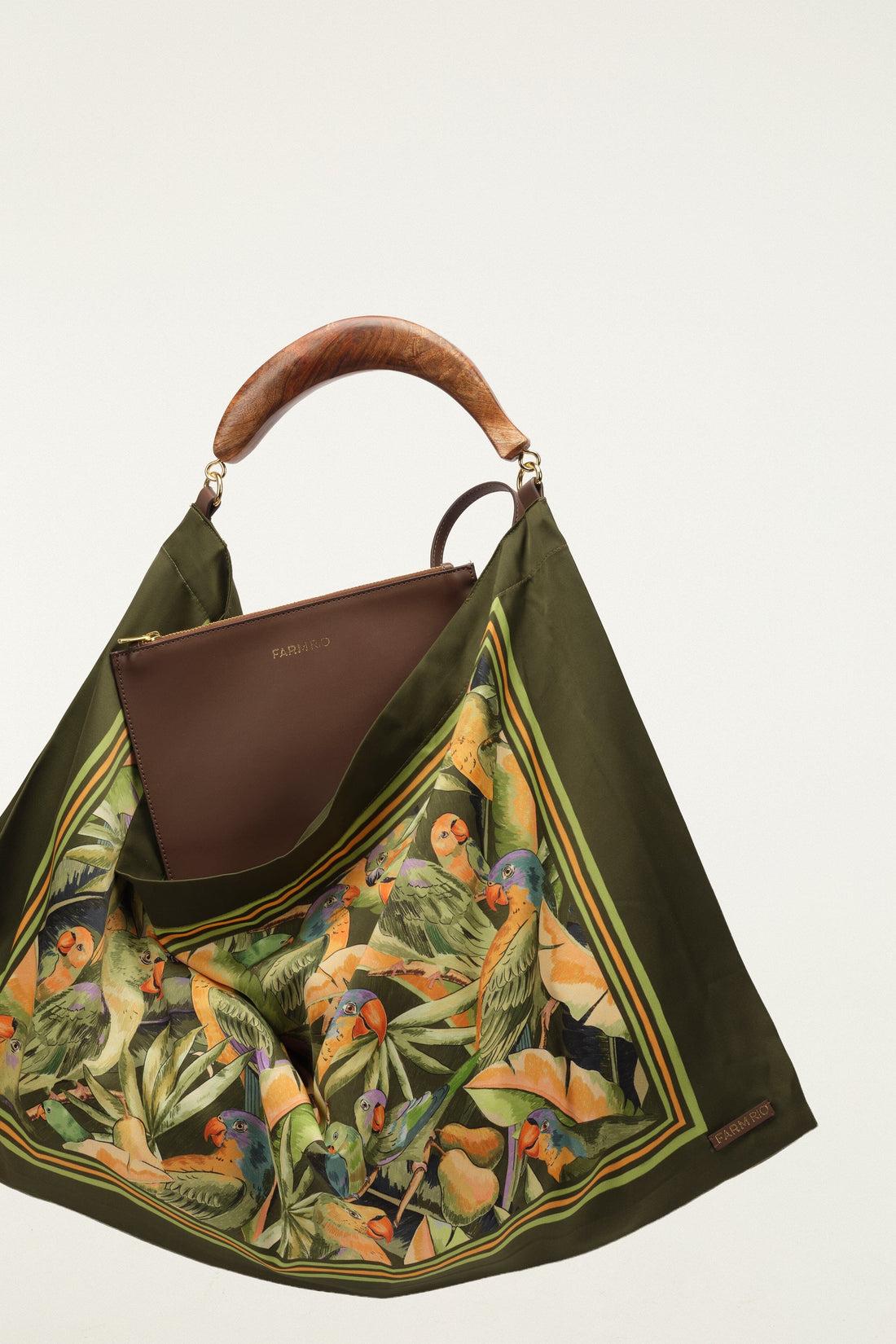 Green Nature Satin Medium Scarf Bag