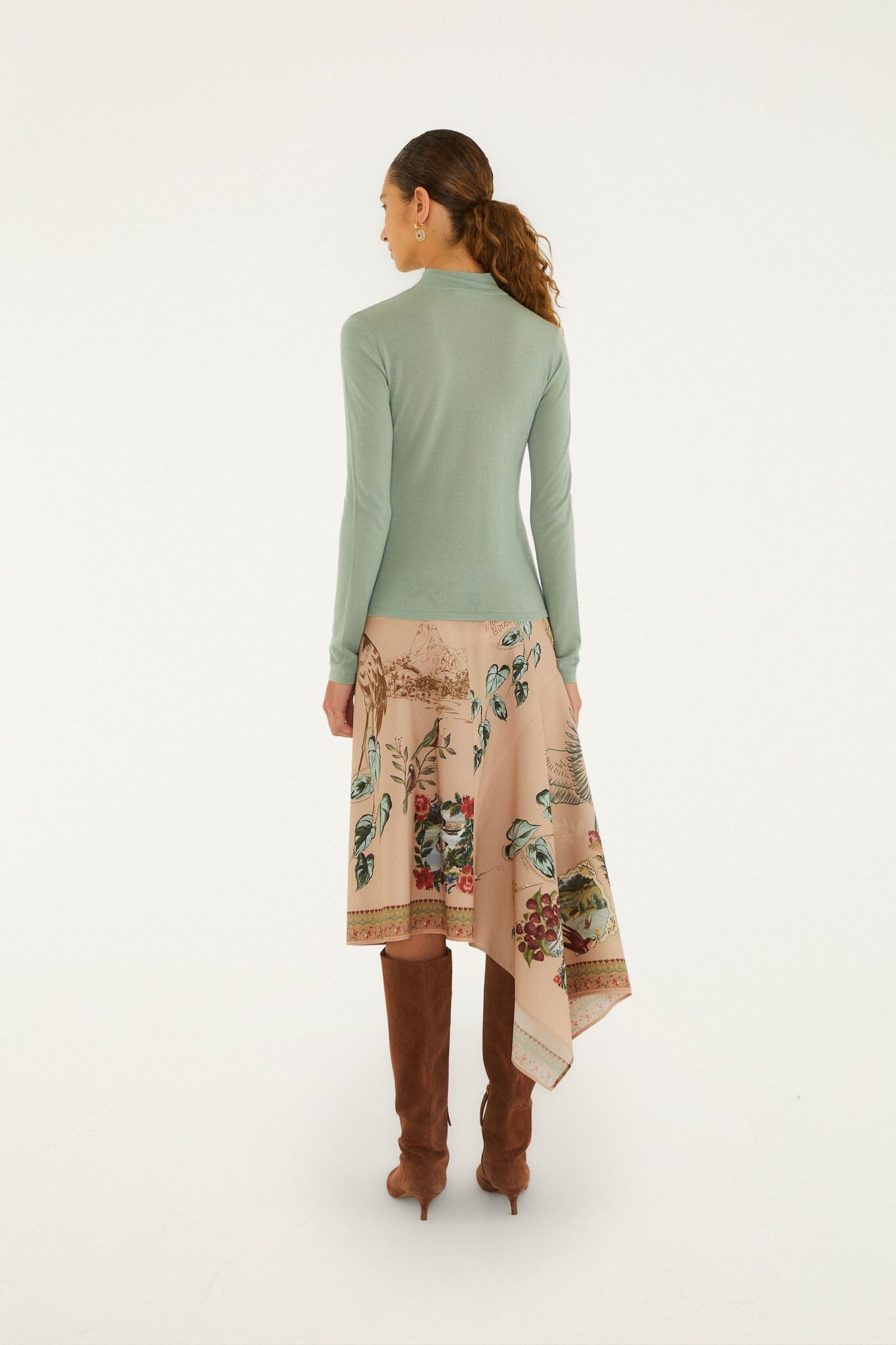 Bird Poetry Soft Pink Midi Skirt