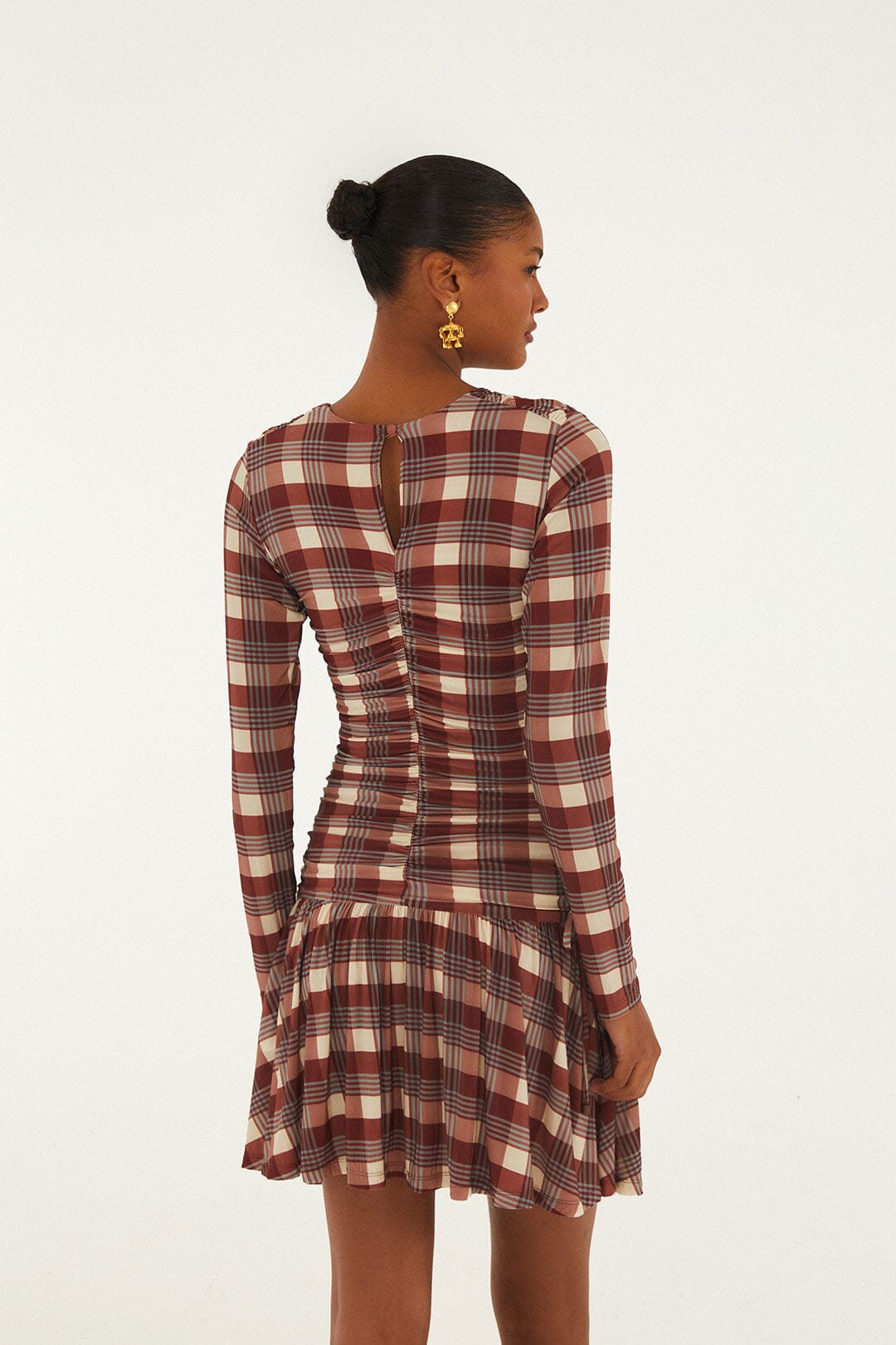 Country Tartan Long Sleeve Heart Mini Dress