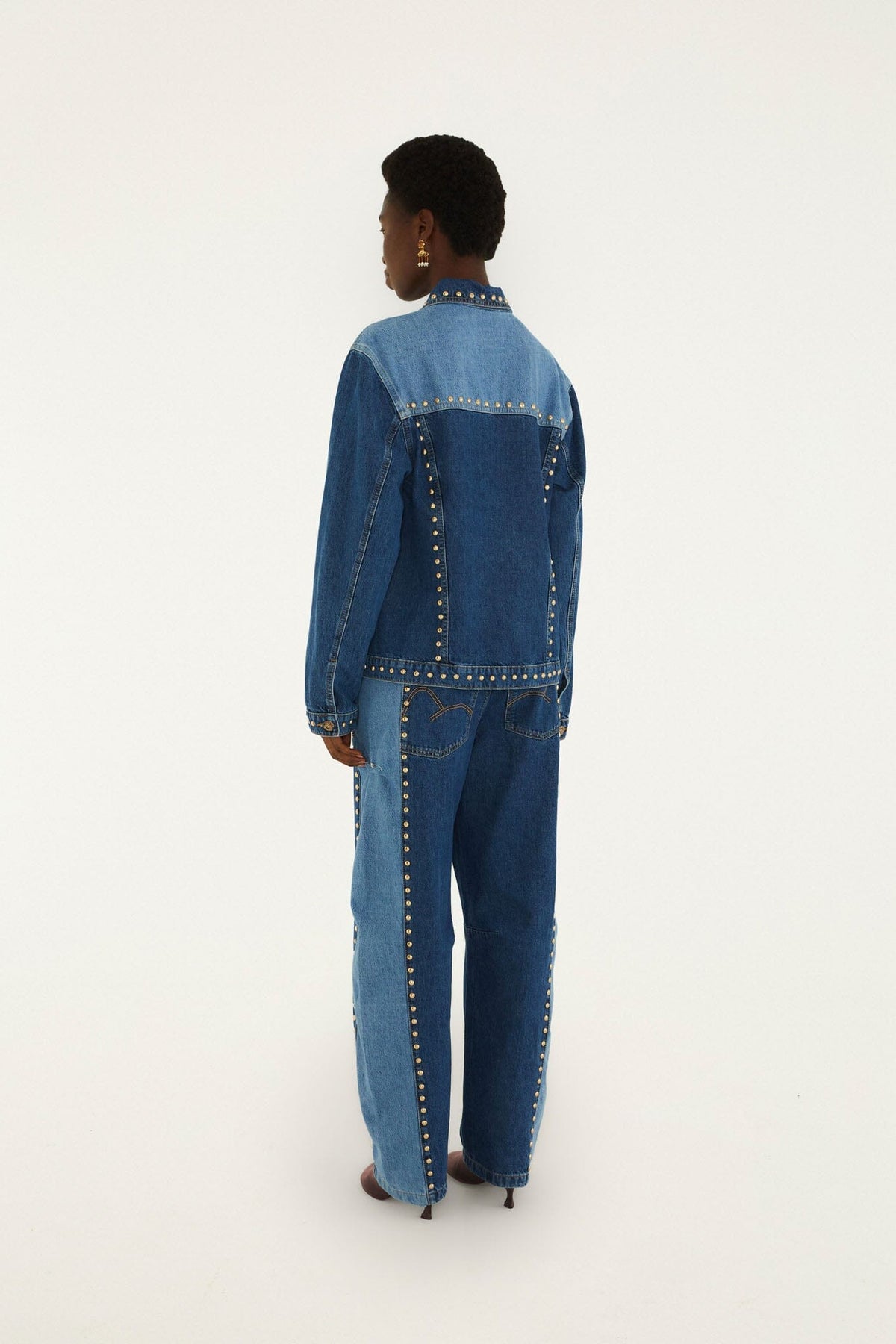 Details Studs Metal Denim Pants