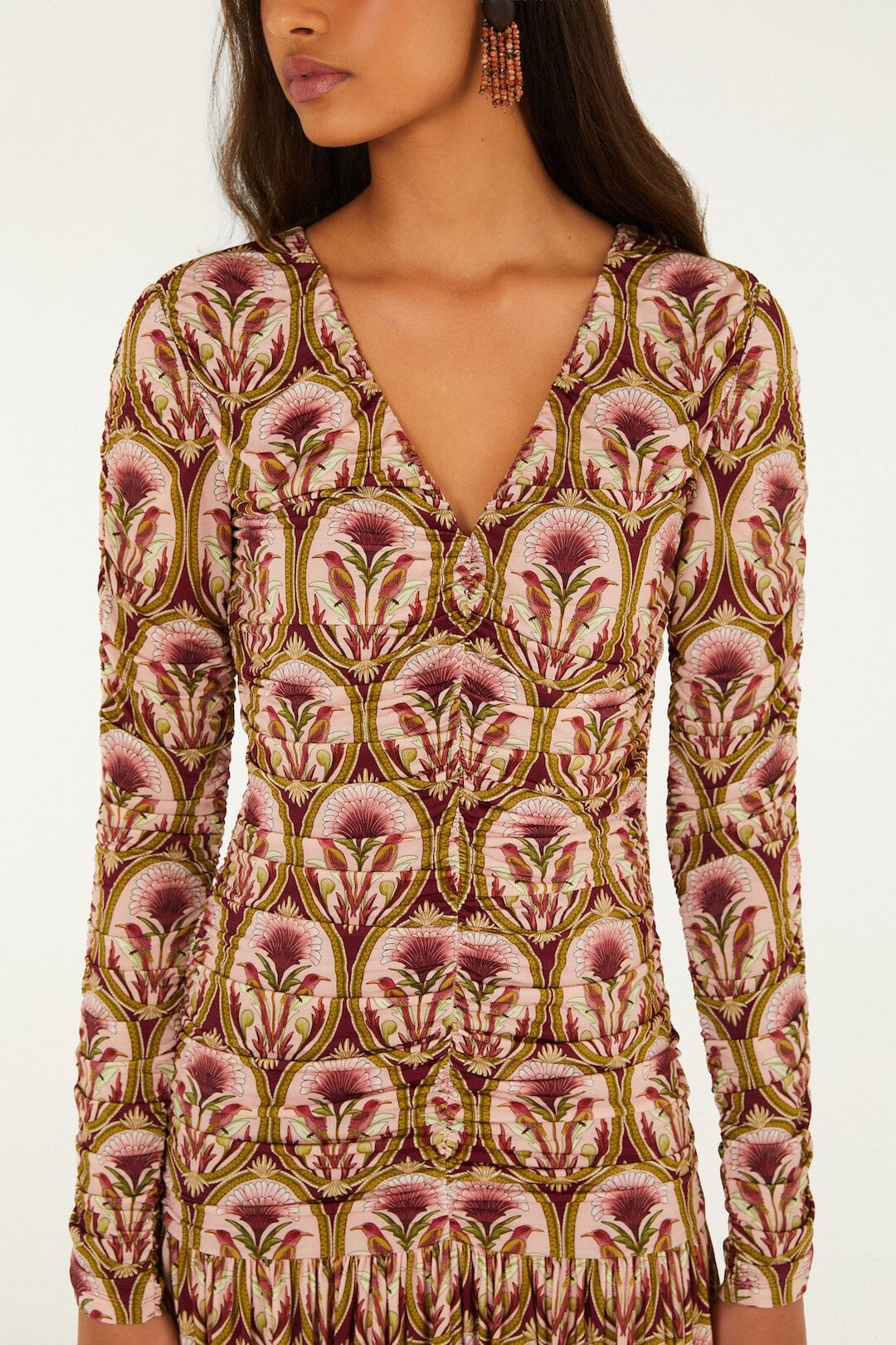 Garden Medal Multicolor Long Sleeve Mini Dress