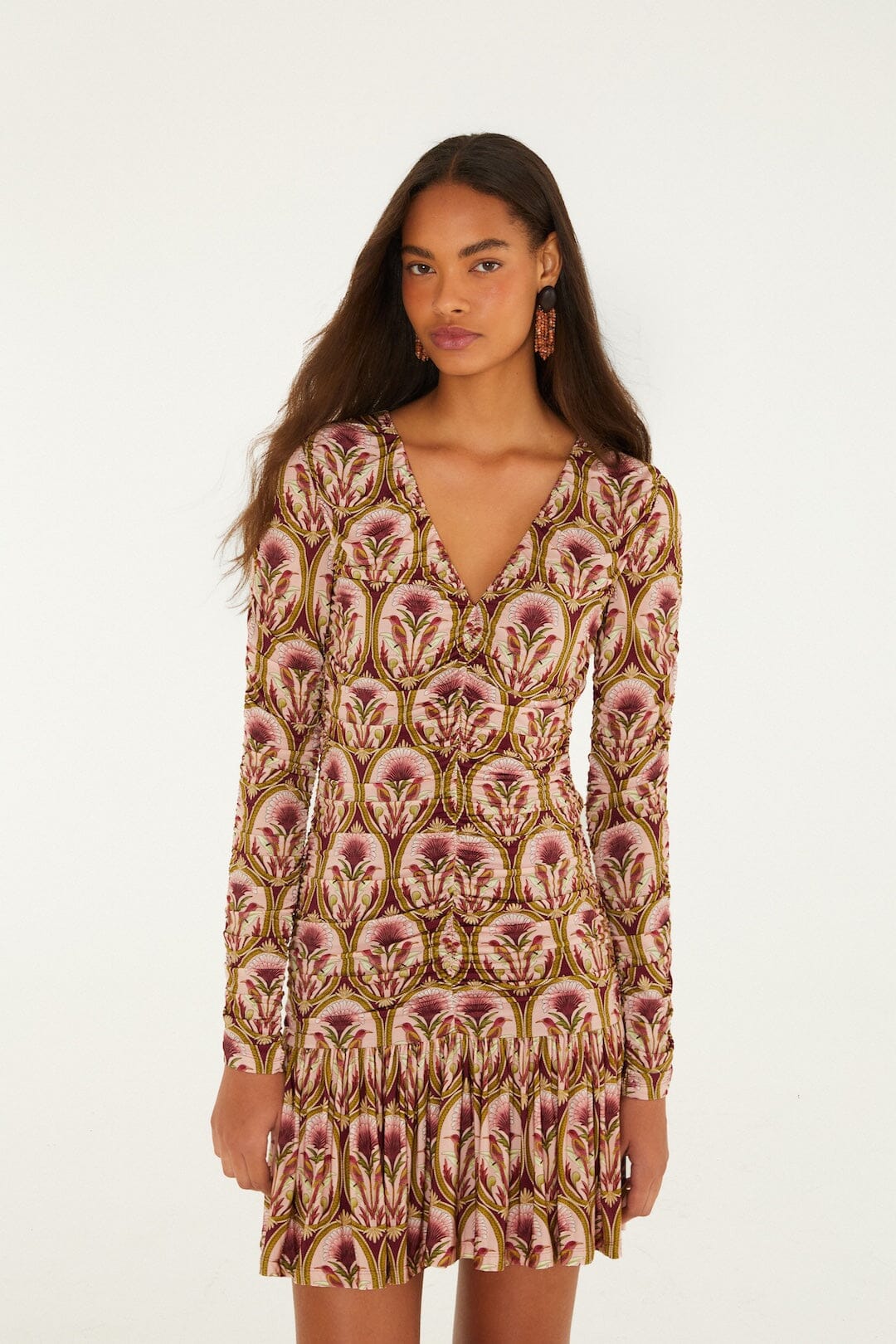 Garden Medal Multicolor Long Sleeve Mini Dress