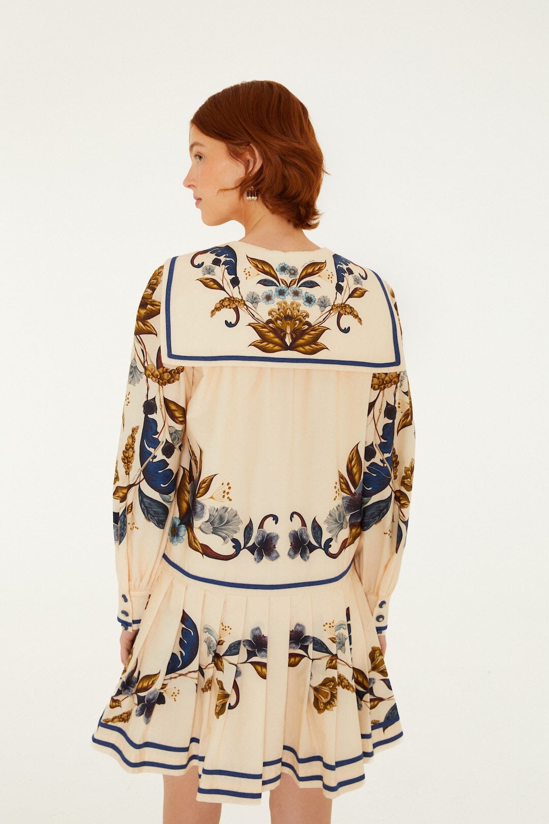 Golden Nature Cream Multicolor Long Sleeve Mini Dress