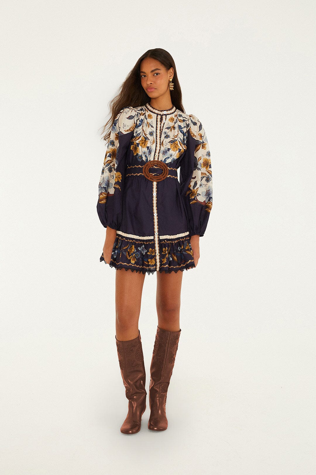 Golden Nature Navy Blue Mini Dress