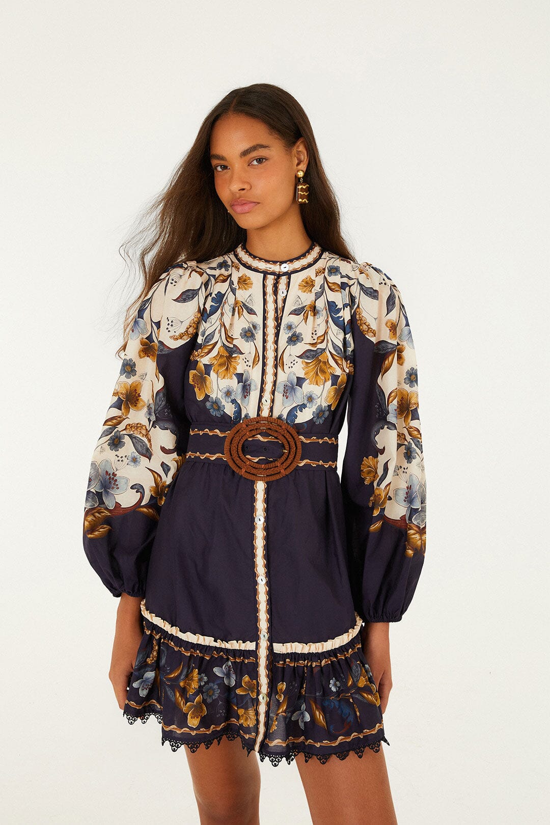 Golden Nature Navy Blue Mini Dress