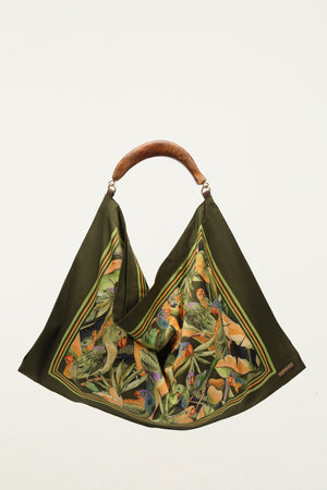 Green Nature Satin Medium Scarf Bag