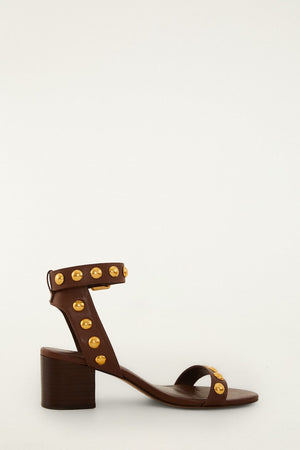 FARM Rio model wearing the Leather Block Sandal