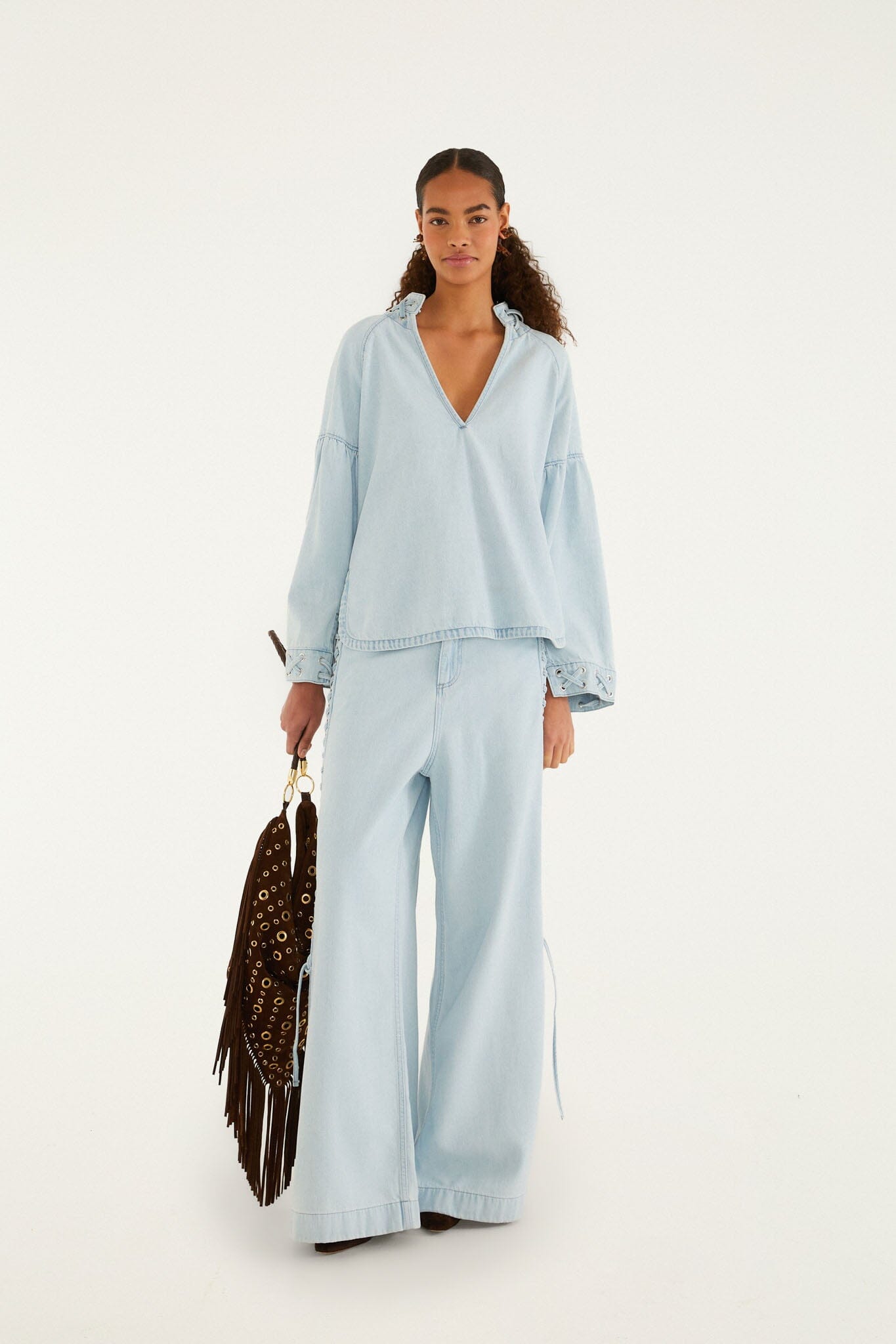 Denim Wide-Leg Pants