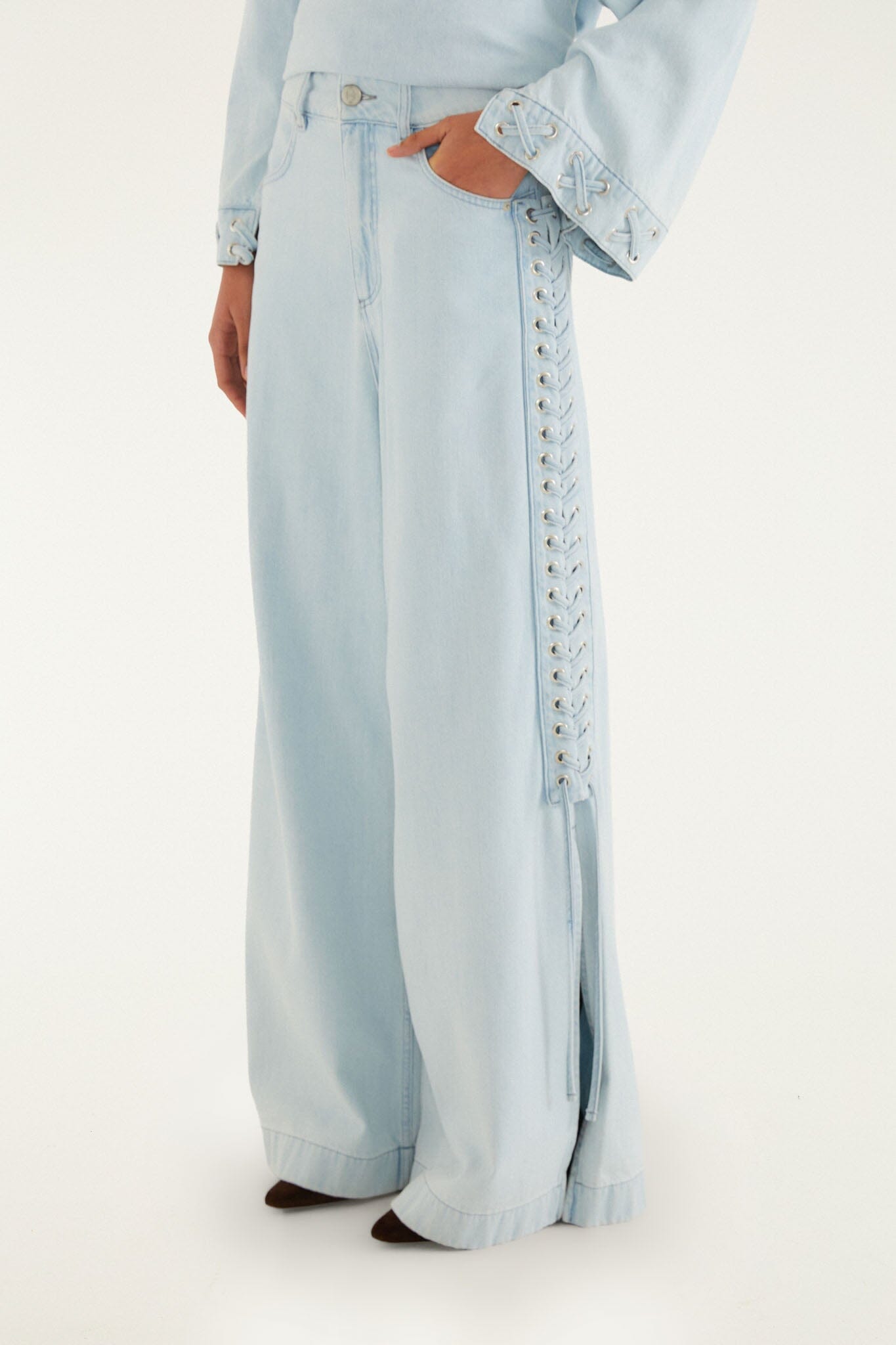 Denim Wide-Leg Pants