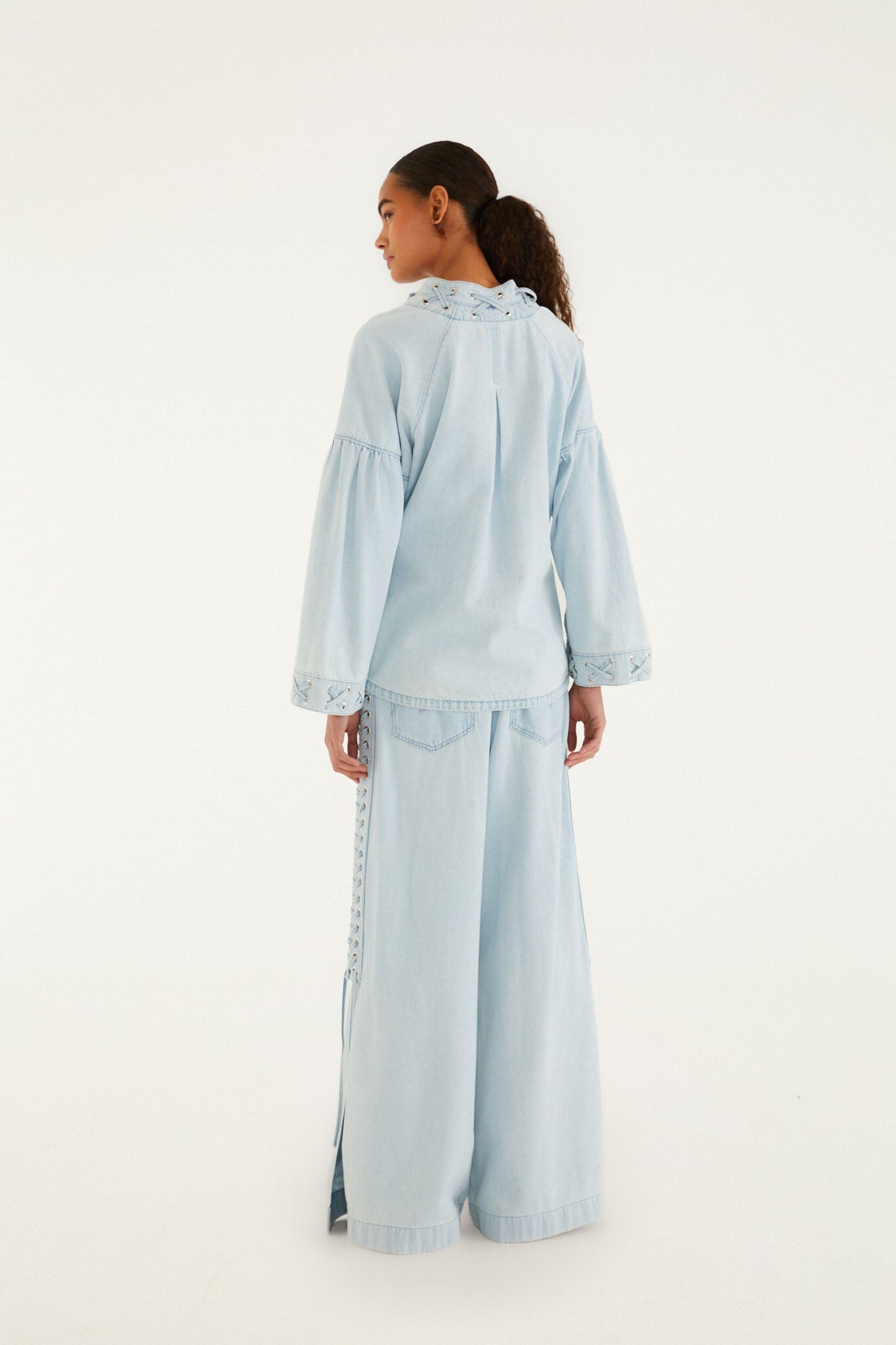 Denim Wide-Leg Pants