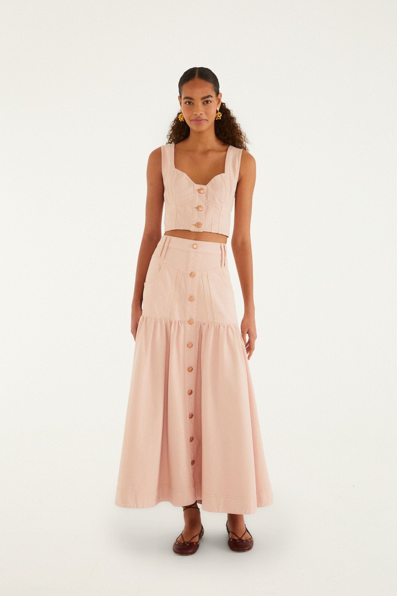 Bisne Twill Midi Skirt