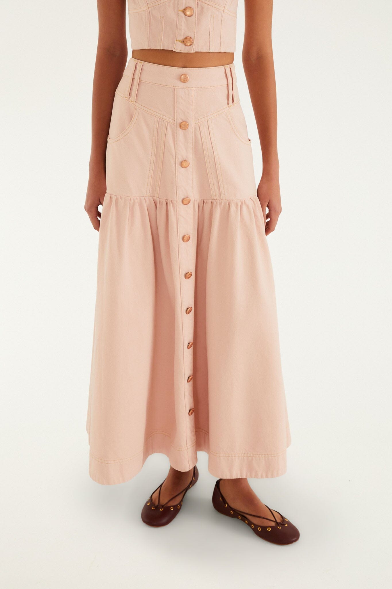 Bisne Twill Midi Skirt