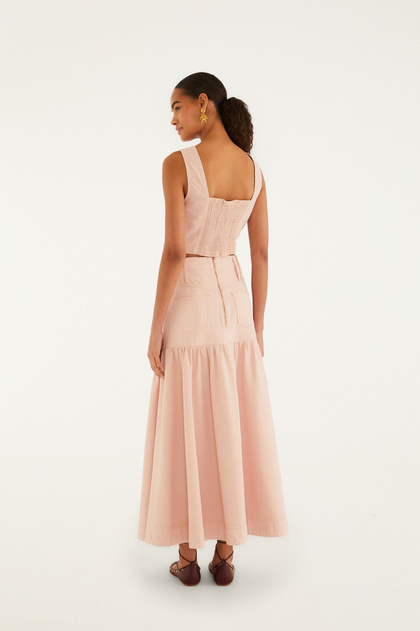 Bisne Twill Midi Skirt
