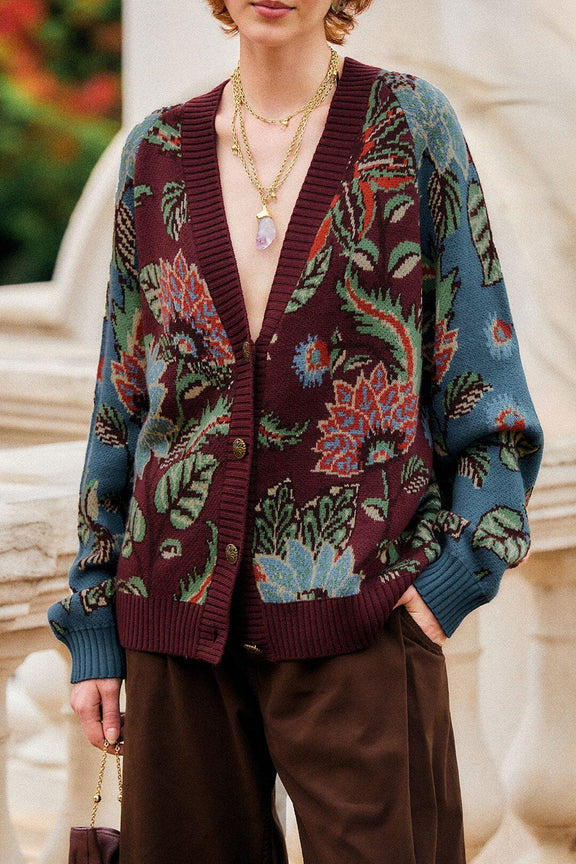 Mixed Delhi Floral Knit Cardigan