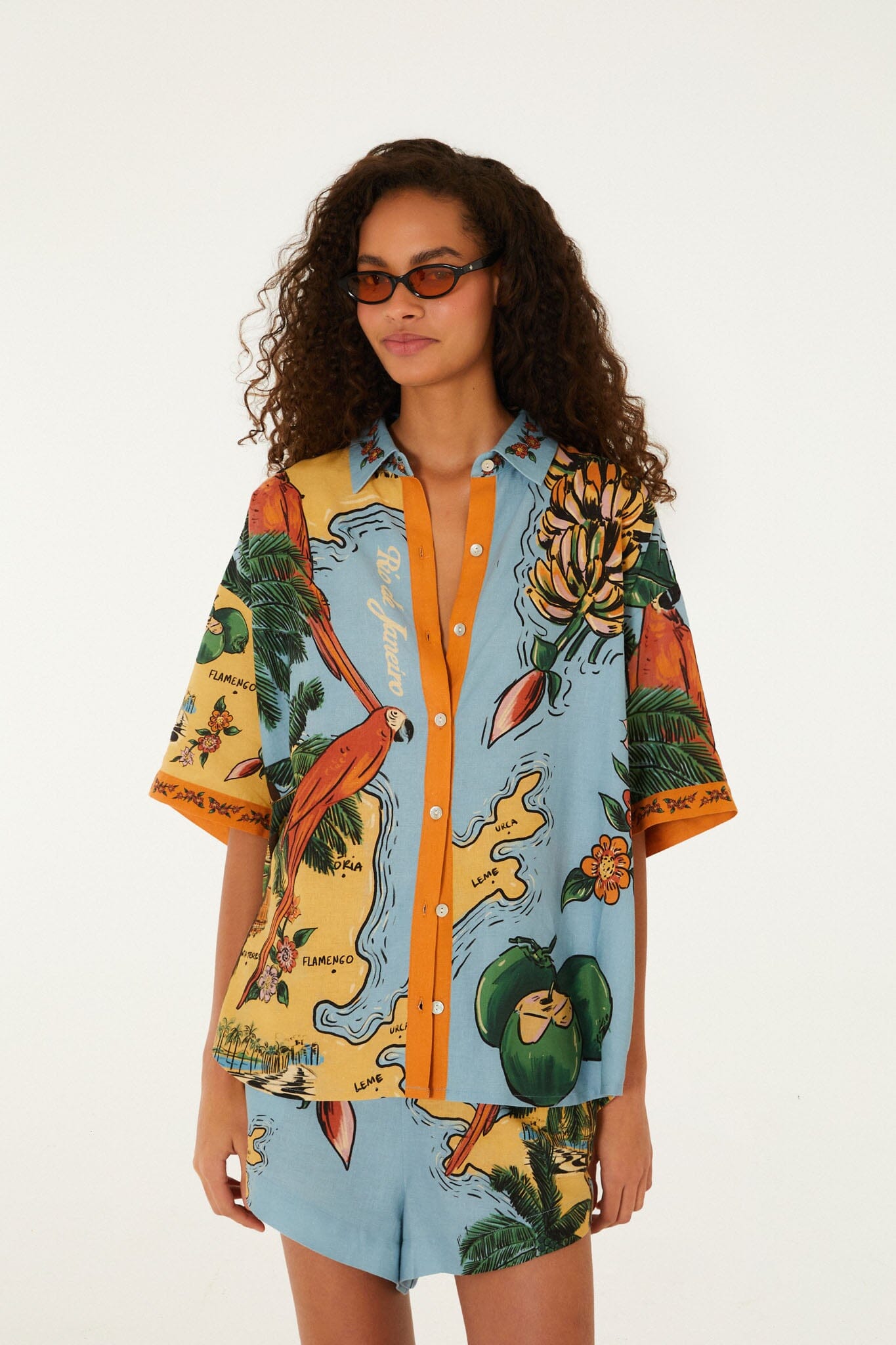 Multicolor Beaches Path Buttoned Shirt