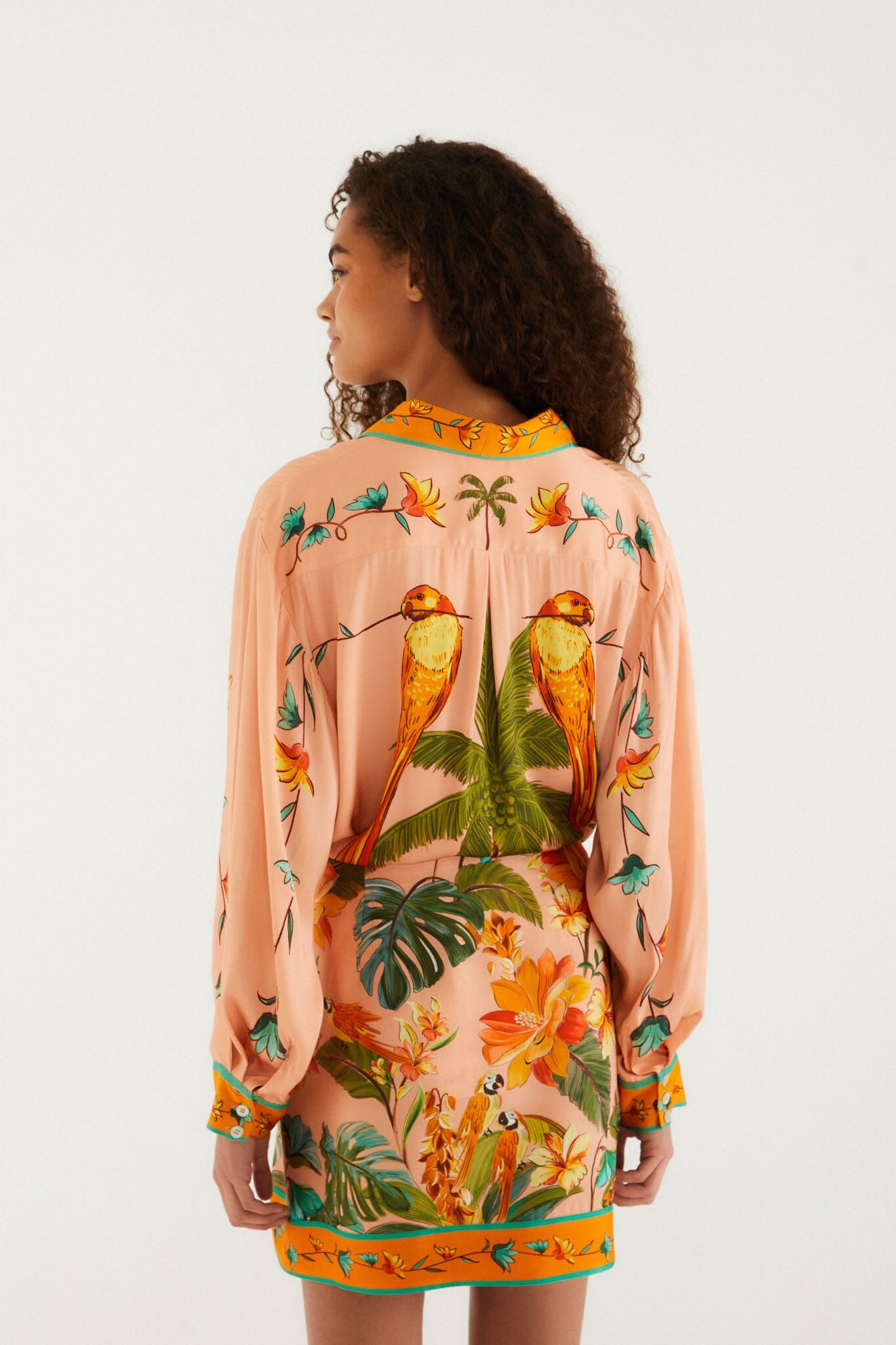 Multicolor Birds Lenzing Ecovero Mini Skirt