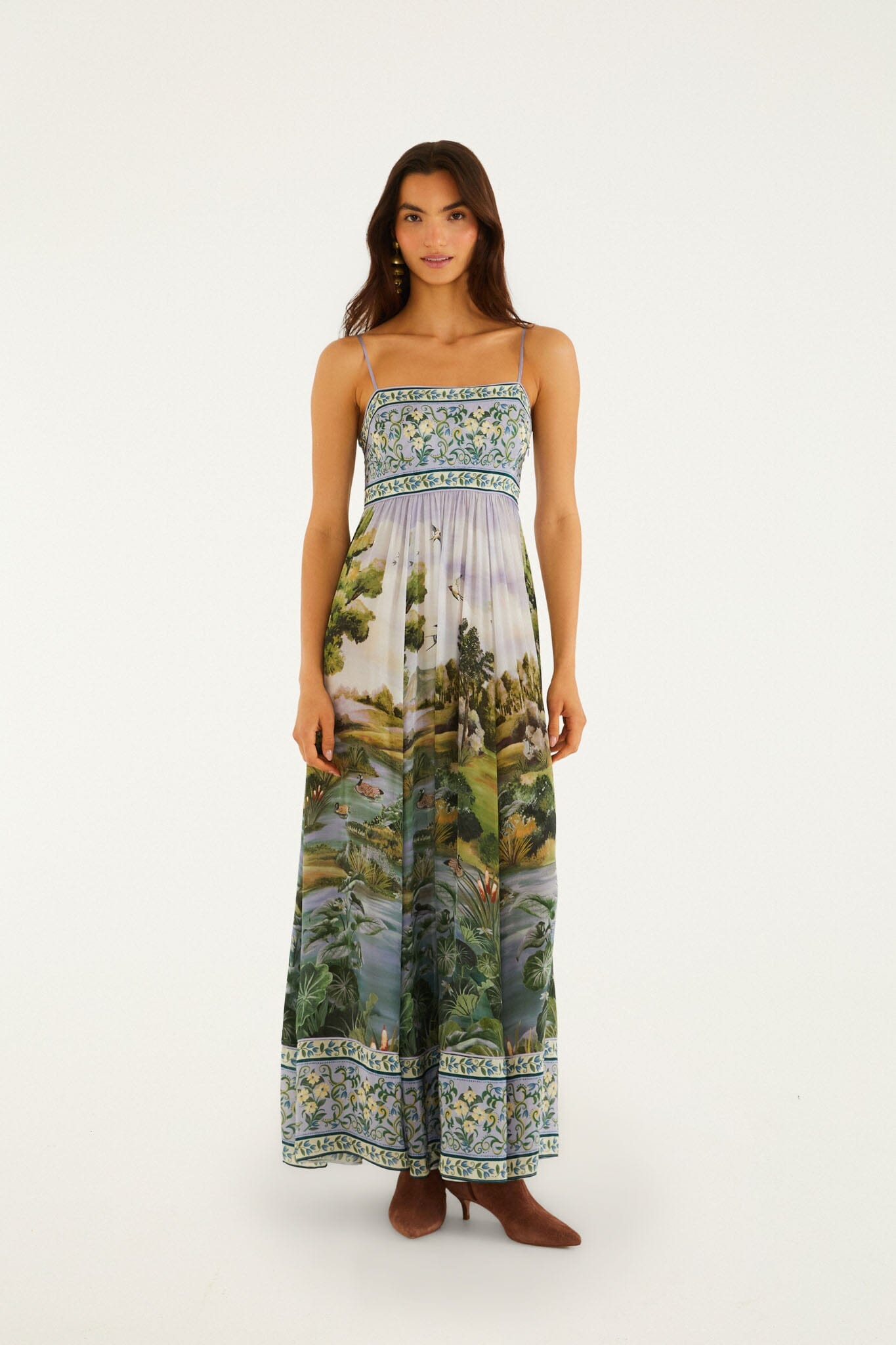 COUNTRYSIDE LANDSCAPE MULTICOLOR MAXI DRESS