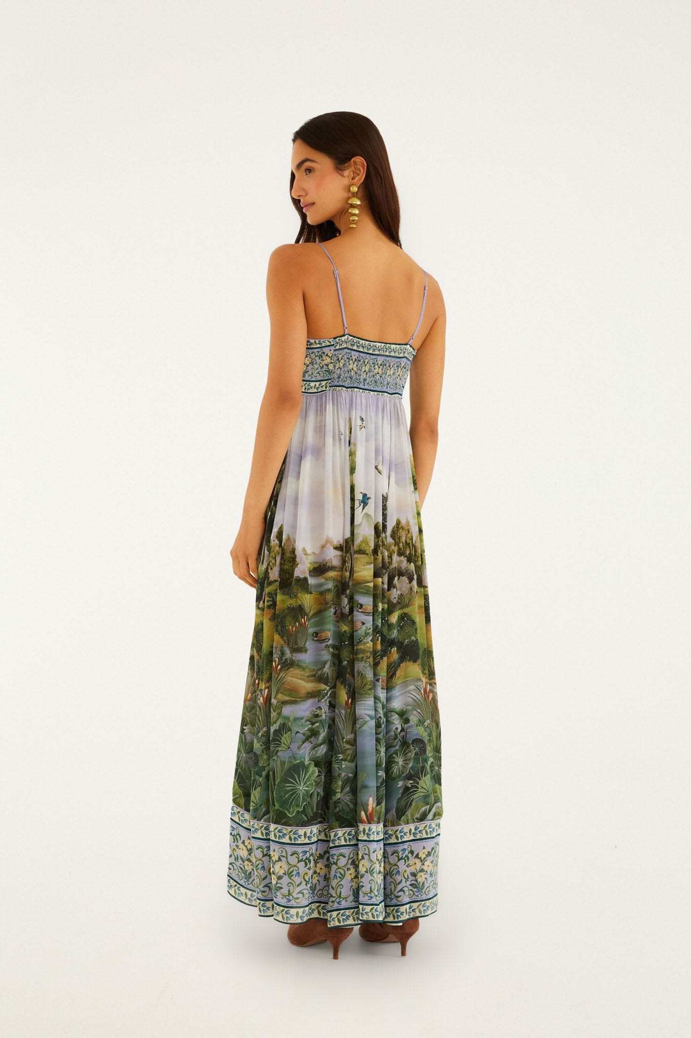 COUNTRYSIDE LANDSCAPE MULTICOLOR MAXI DRESS