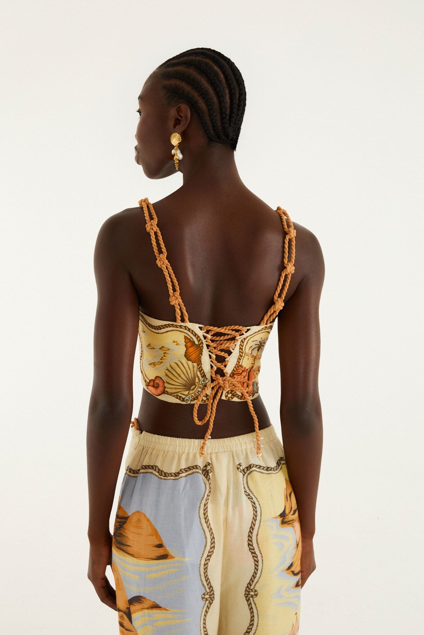 Multicolor Rio Souvenir Scarves Rope Straps Crop Top