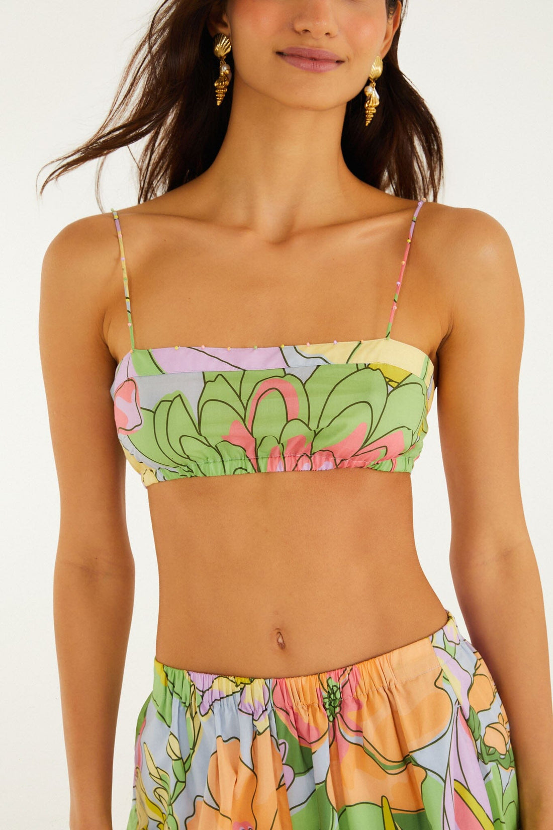 Multicolor Spring Affair Beaded Crop Top